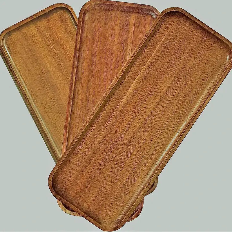 Solid Wood Serving Tray Round Rectangle Japanese Style Tableware For Desserts Snacks Fruits Tea Bread Board