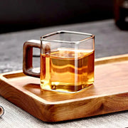 Walnut Glass Coffee Mug With Walnut Wooden Handle Small Capacity Heat Resistant Drinkware For Fresh Ground Coffee