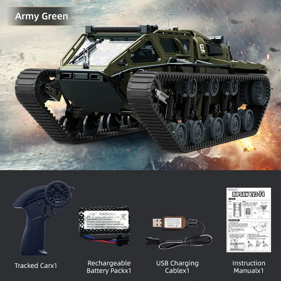 JJRC C8812 LED Light Full Scale Tracked Tank Simulation Model Toy RC Car Drift Remote Control Off Road Vehicle