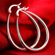 41mm Silver Circle Hoop Earrings For Women Large Smooth Fashion Party Wedding Jewelry Gift