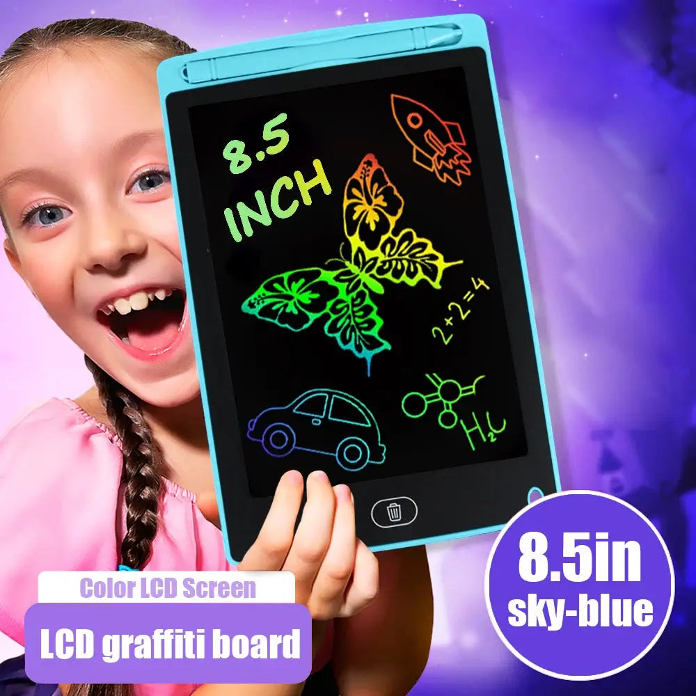 8.5-inch sky-blue LCD graffiti tablet for kids by Simples Market, color drawing tablet