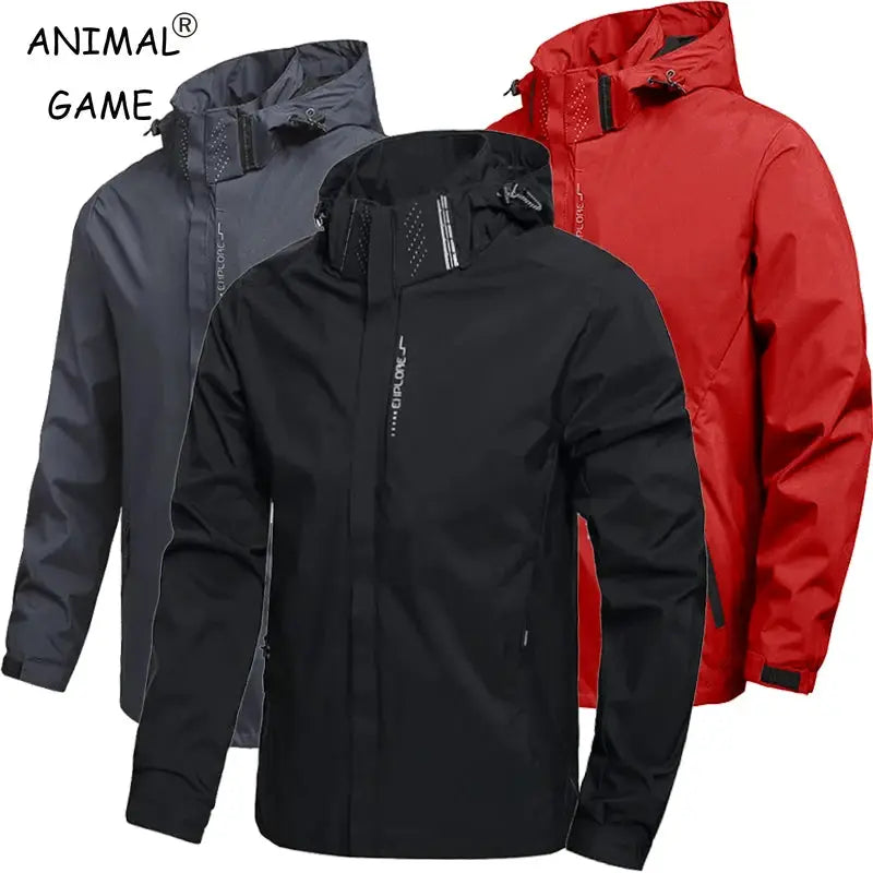 Men Outdoor Waterproof Raincoat Lightweight Cycling Coat With Hood Streetwear Hiking Windproof Jacket