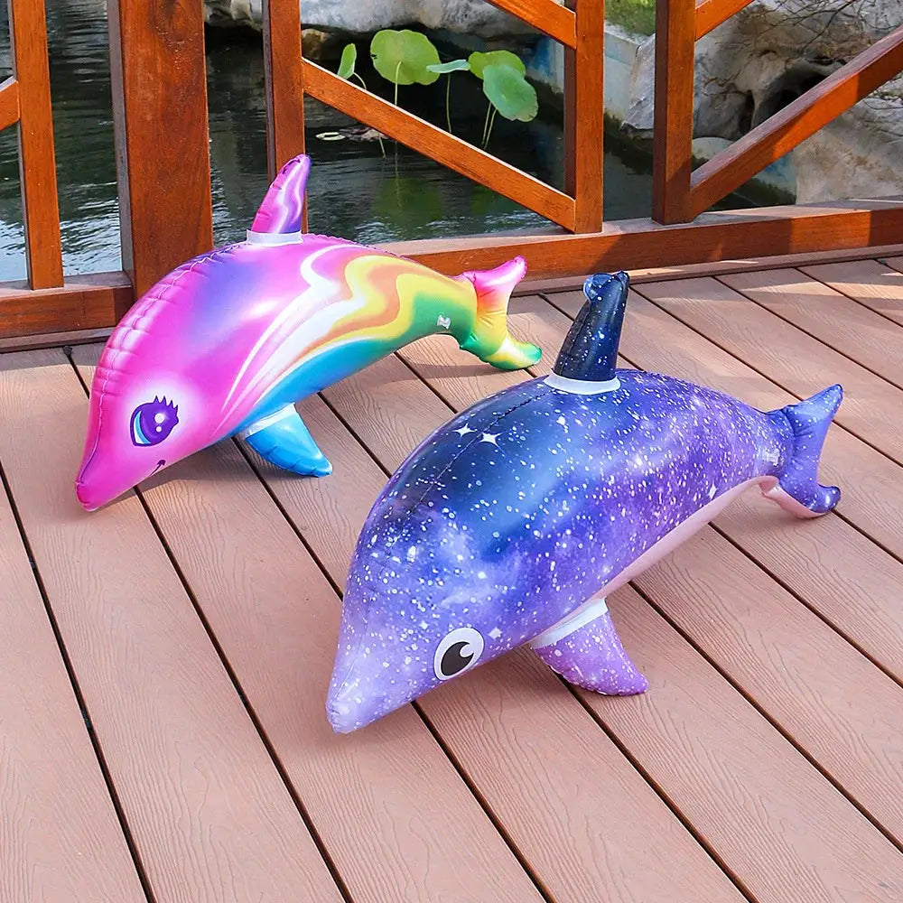 Inflatable Dolphin Rainbow Toy For Ocean Themed Pool Party Beach Birthday Decoration Durable PVC