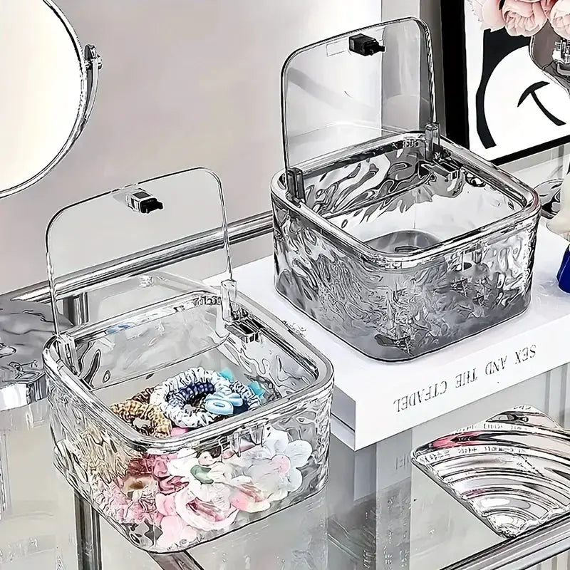 Clear Acrylic Hair Accessories Organizer Storage Box For Hair Ties Headbands Bows Cotton Swabs Bathroom