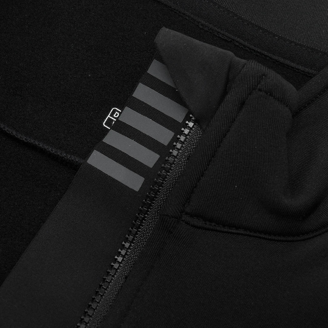 YKYWBIKE men's cycling jacket by Simples Market, black fleece-lined long-sleeve with full-zip and reflective stripes.