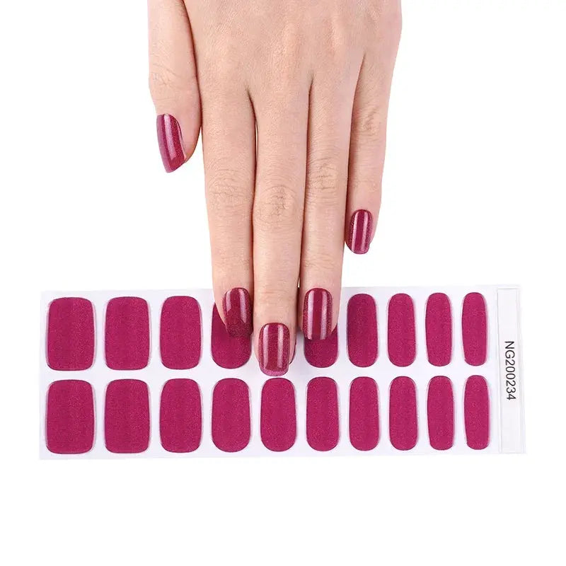 NailLux Semi Cured Nail Wraps For 16 To 20 Tips Easy Full Cover Adhesive Press On Nails Gel Finish UV LED Compatible