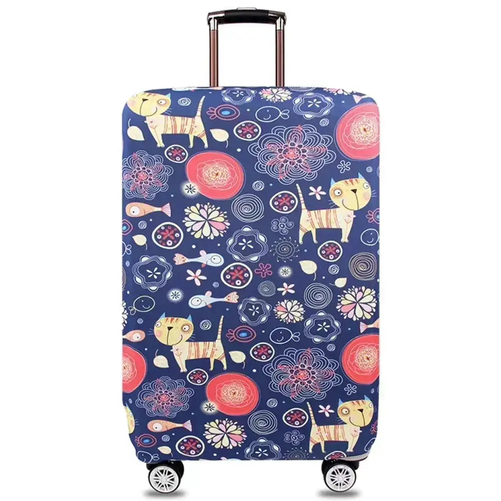 VoyagePro Luggage Cover For 18 To 32 Inch Suitcases Washable Stretch Fabric Protector With Bright Geometric Pattern