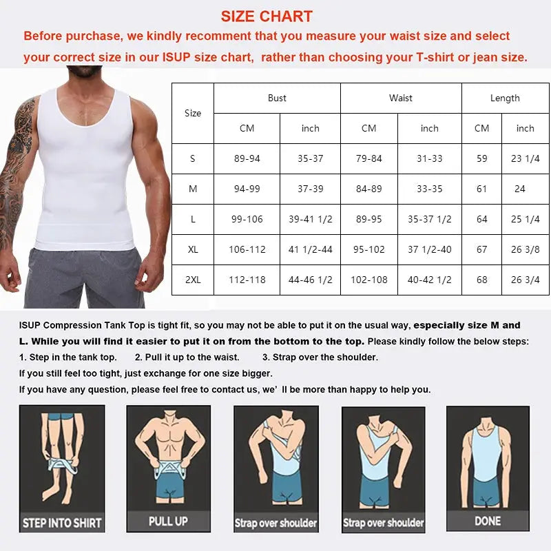 Simples Market men's white compression shirt with tummy control and waist trainer
