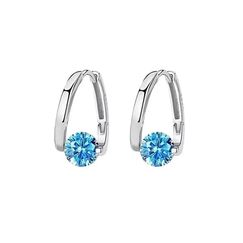 925 Silver Needle Heart Earrings For Women Korean Fashion Crystal Jewelry 2026 Trending Luxury Hoop Earrings