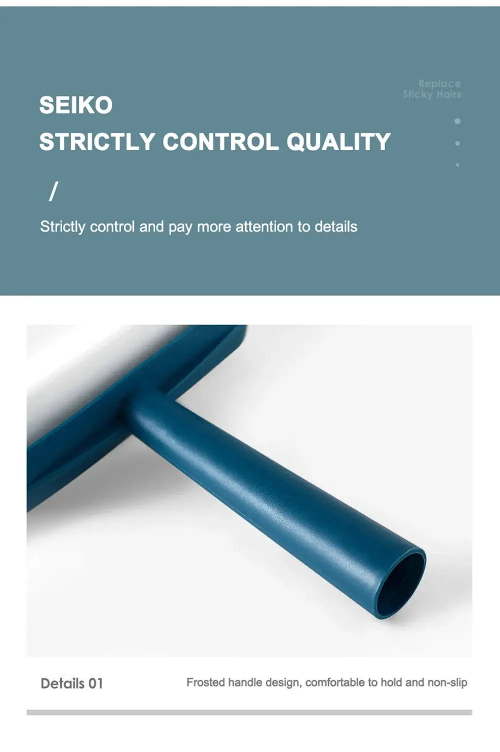 Tearable roll paper sticky roller brush for pet hair removal; blue handle, Simples Market