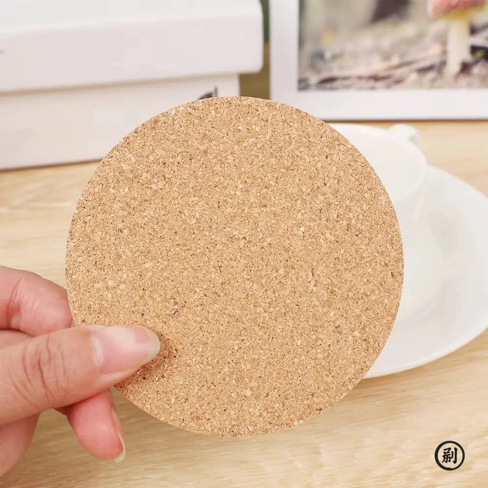 10 Pcs Natural Round Wooden Coaster Set With Cork Backing Non Slip Tea Coffee Cup Mats For Table Decor