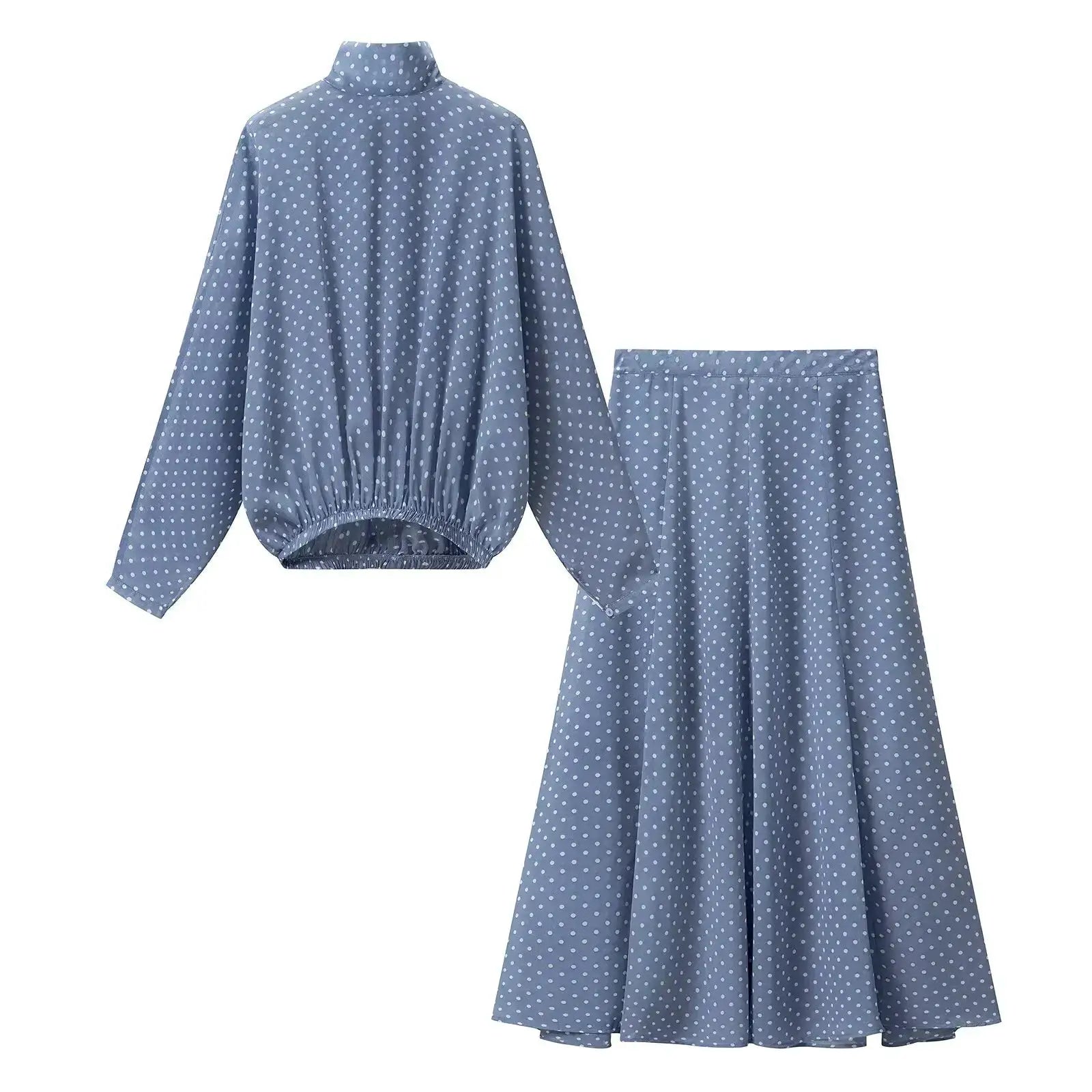 Kondala Polka Dot Women Sets Chiffon Bow Tie Blouses Skirts 2026