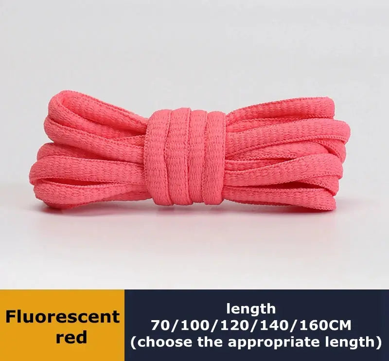 Fluorescent red round shoelaces, classic leisure/sport style for men and women, available in 70/100/120/140/160 cm.