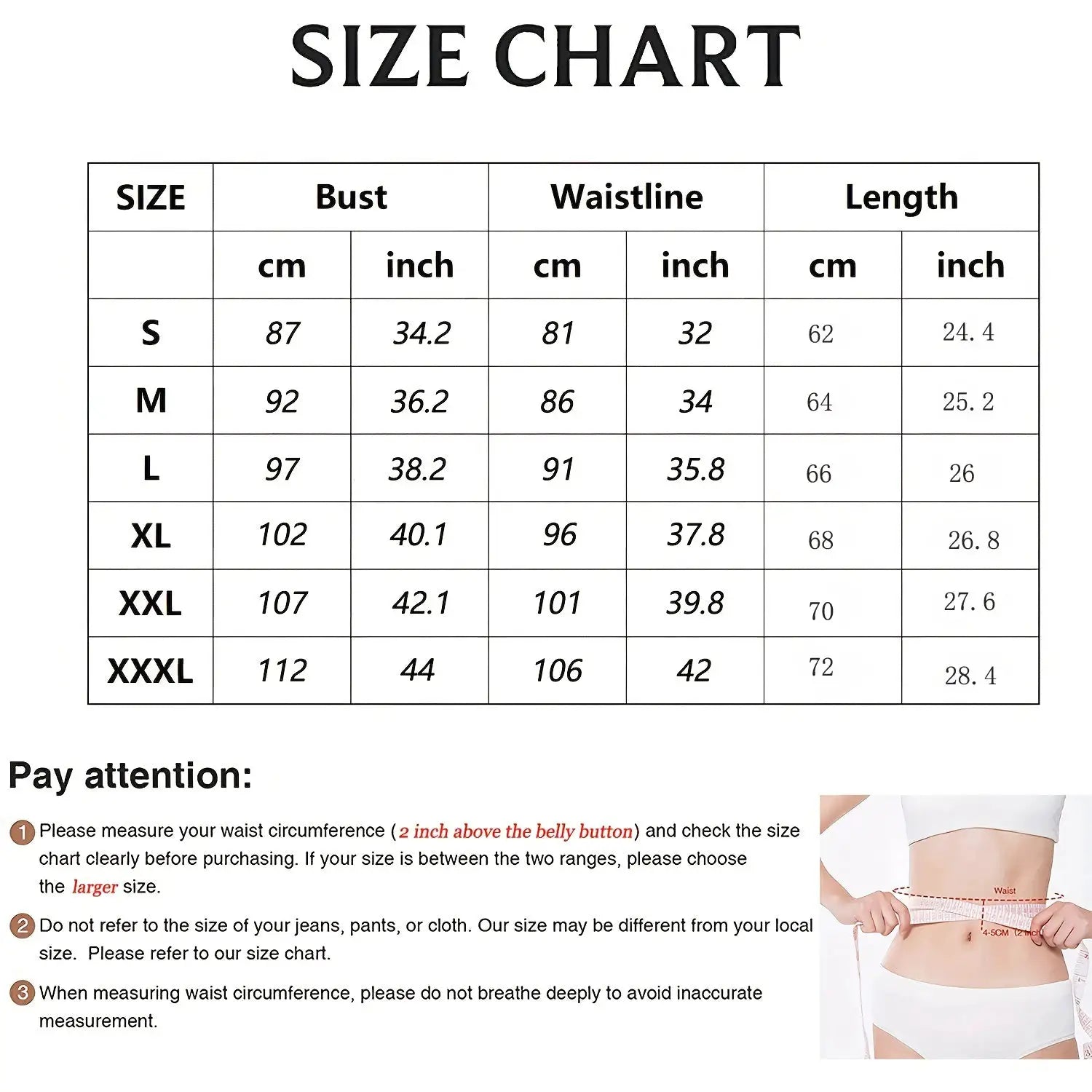 Men's sauna waist trainer vest size chart with bust, waist and length measurements by Simples Market.