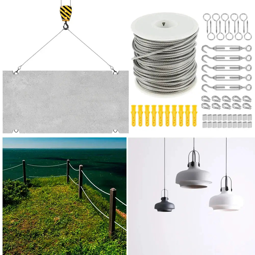 Stainless Steel Heavy Duty Wire Rope Cable Roll Kits For Outdoor Garden Railing Fence Tent Support 15M Or 30M