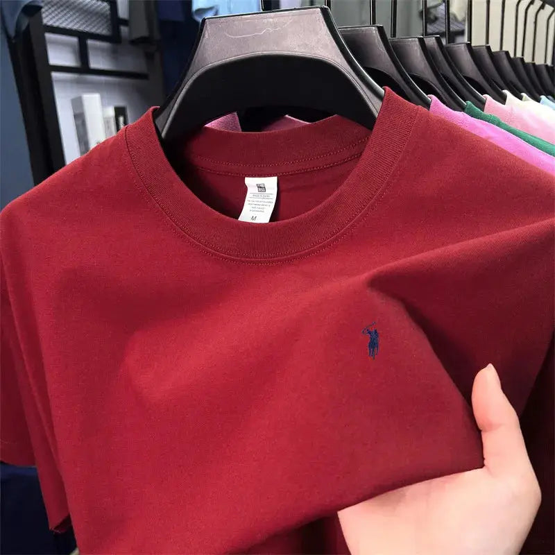 100% cotton men's short sleeve T-shirt fashion brand Paul Pony embroidery summer new high-end comfortable casual round neck top