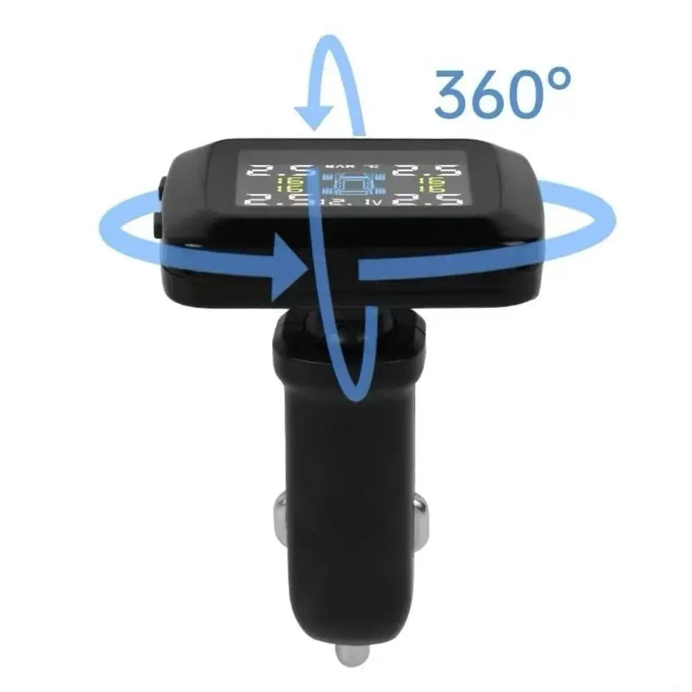 Simples Market car TPMS cigarette-lighter tire pressure monitor with 4 sensors and 360° rotating display