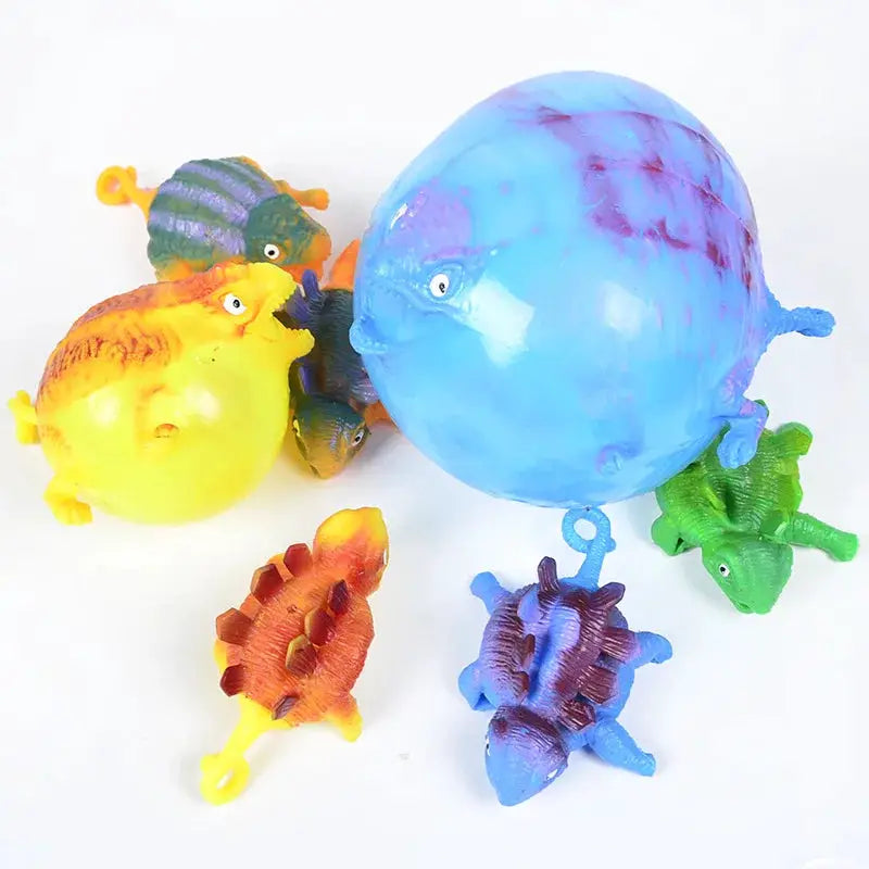 Set Of 3 Kids Dinosaur Inflatable Vent Balls Squeeze Fidget Toys Soft Balloons For Party Games And Gifts