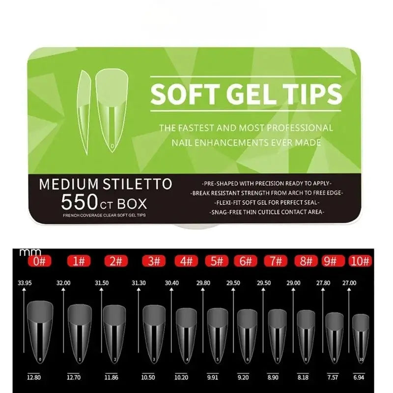 Nailuxe Pro Nails 550 Piece Soft Gel Nail Tips Medium And Short Full Coverage Matte Apricot Coffin Head Shape