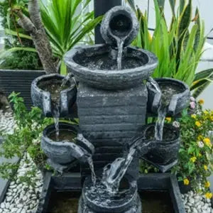 Simples Market solar fountain panel water kit, black multi-nozzle outdoor garden fountain with 6 nozzles