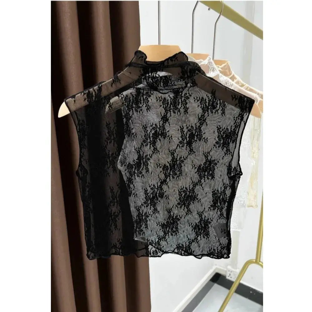 Detachable Lace Floral Fake Collar For Women Gauzy False Collar All Match Slim Lace Tank Top Accessory