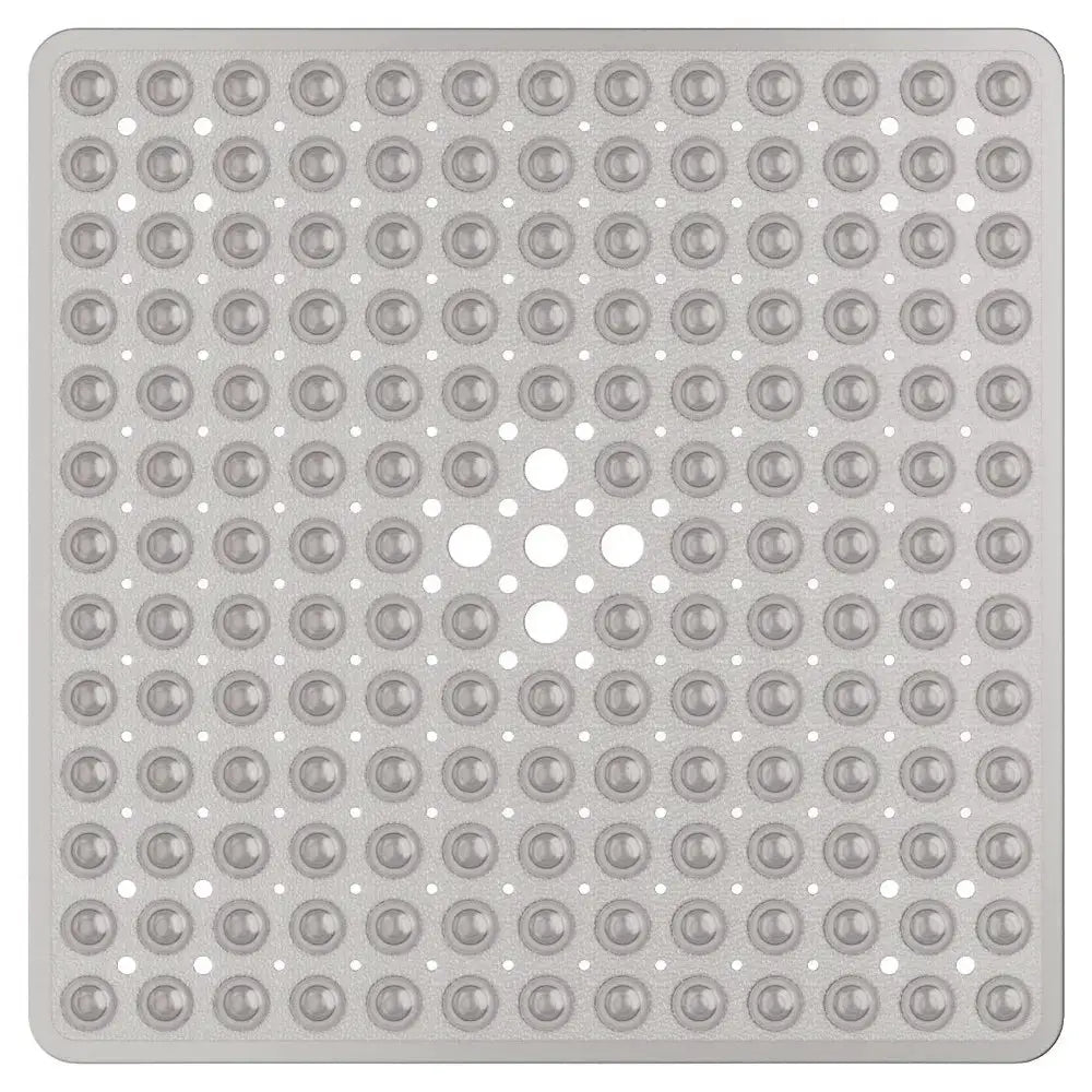 Gray 53x53cm PVC shower mat with suction cups, Simples Market anti-slip square bath mat for bathtub.