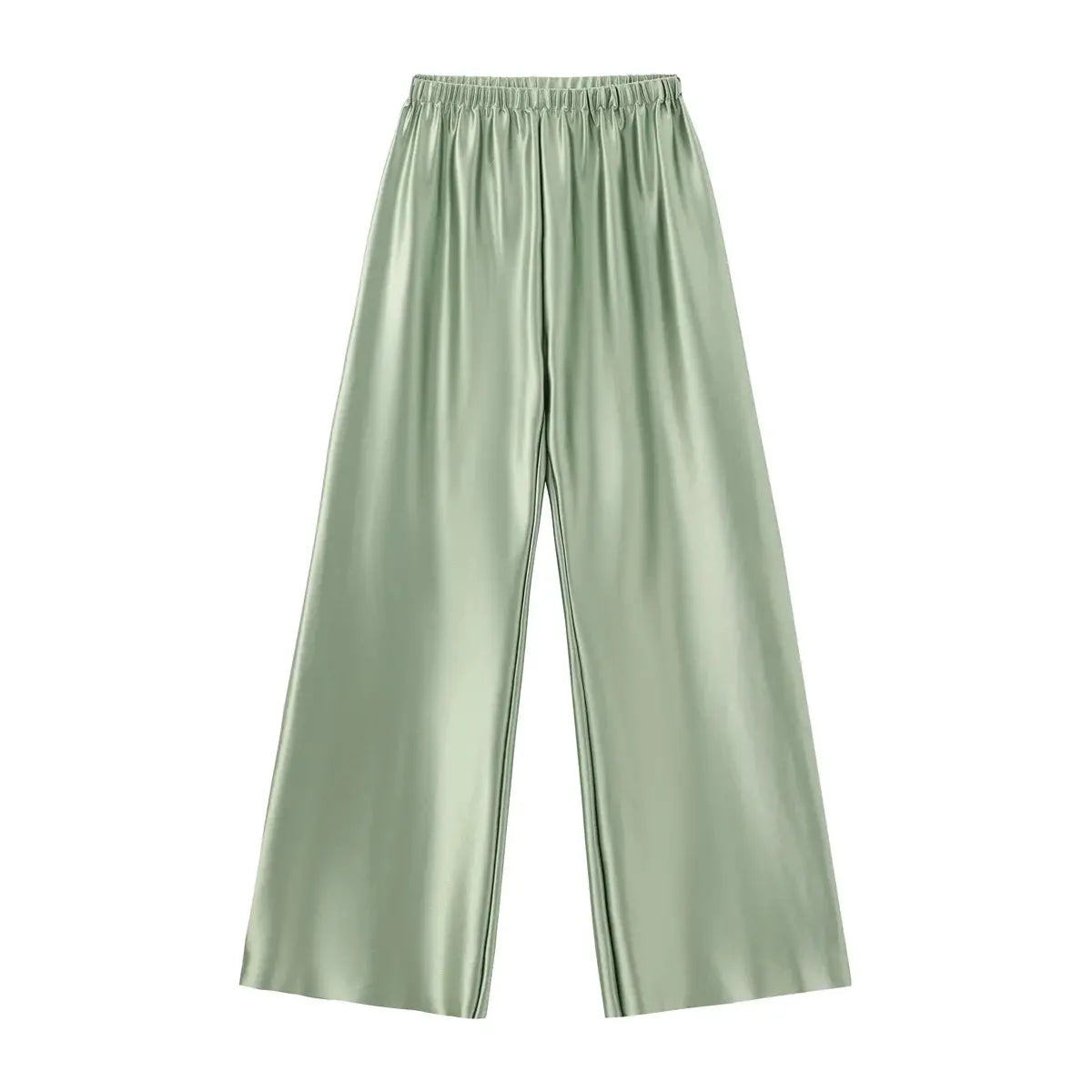 VelvetBloom Satin Wide Leg Pants With High Waist Elastic Closure For All Day Comfort And Elegant Summer Style