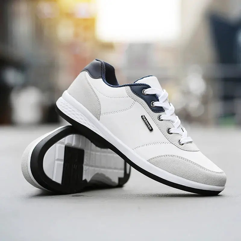 YRZL Men Waterproof Walking Sneakers Leather Non Slip Sports Shoes for Spring Autumn Outdoor Wear