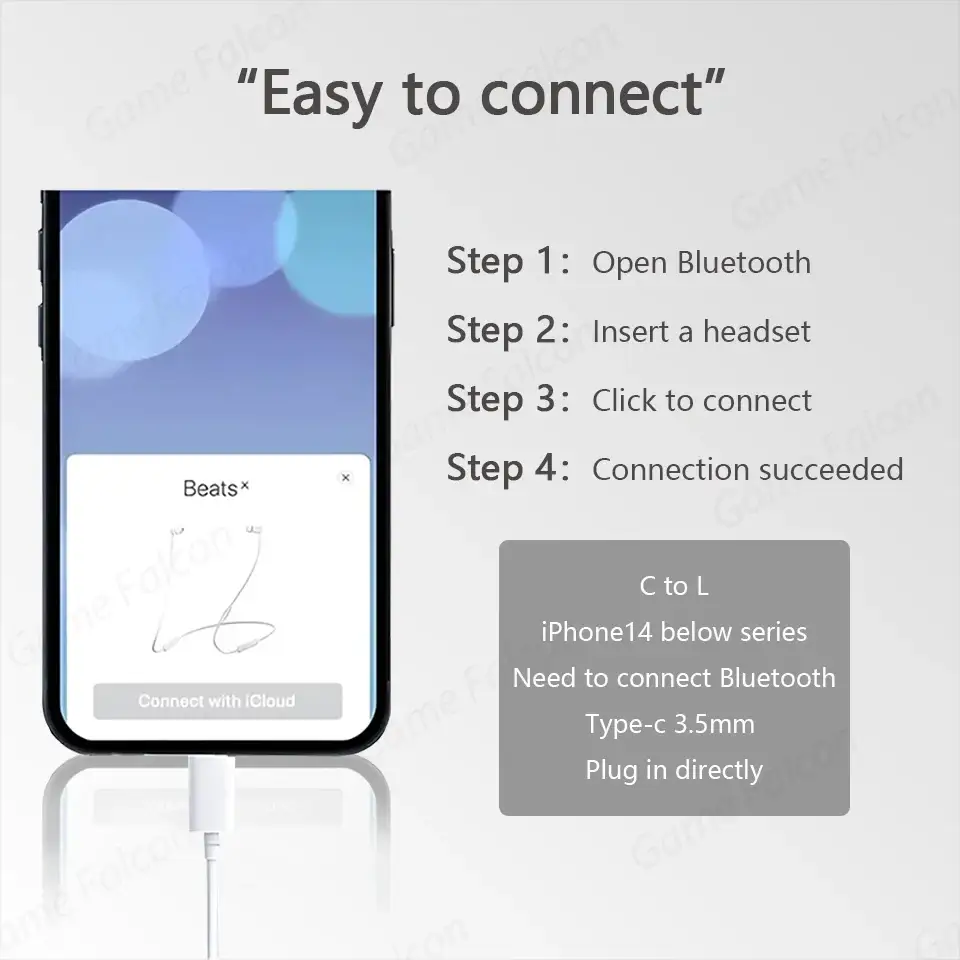 Headset with Bluetooth and wired USB-C 3.5mm jack for iPhone 15/14/13 Pro devices by Simples Market