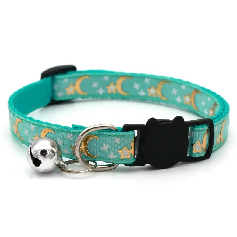 Cartoon Star Moon Cat Collar With Bell Adjustable Breakaway Safety Necklace For Cats And Small Dogs