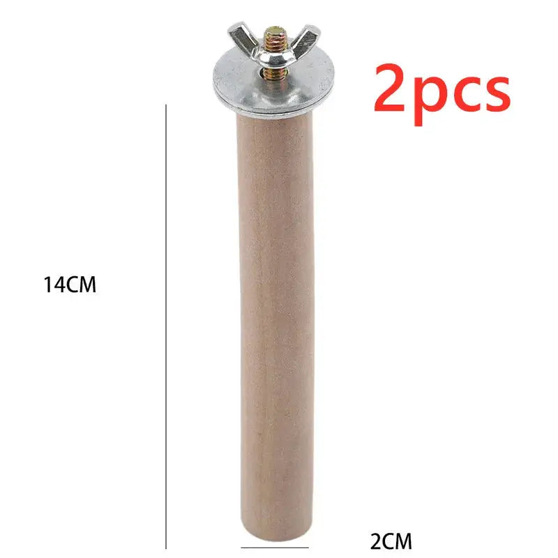 Parrot wooden standing perch with metal top mount, 14 cm tall, 2 pcs, Simples Market