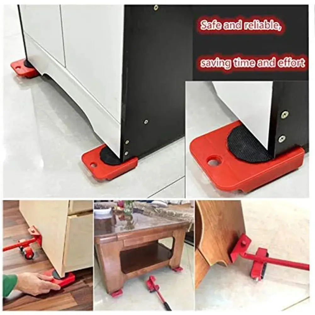 Heavy Duty Furniture Mover With Wheels Ergonomic Handle Lifter And Slides Kit For Carrying And Moving