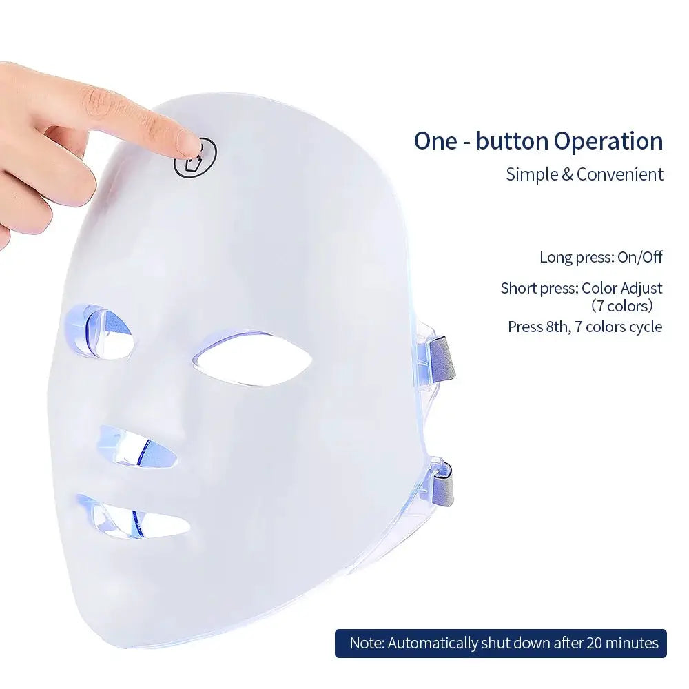 Led Facial And Neck Mask With Seven Color Light Therapy For Skin Care