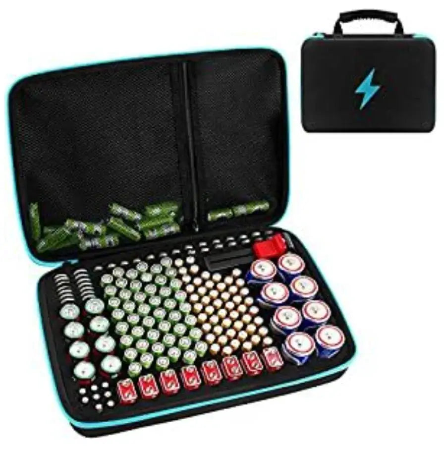 VoltNest Battery Organizer Storage Holder With Built In Battery Tester Fits AA AAA 9V C Batteries