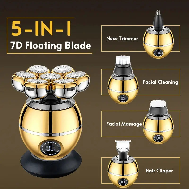 5 In 1 7D Floating Blade Shaver For Men Beard Trimmer Clipper
