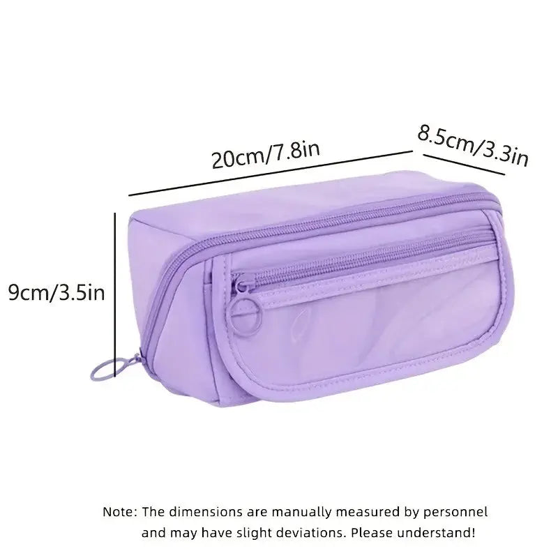Purple large-capacity pencil case with desktop organizer and multiple pockets
