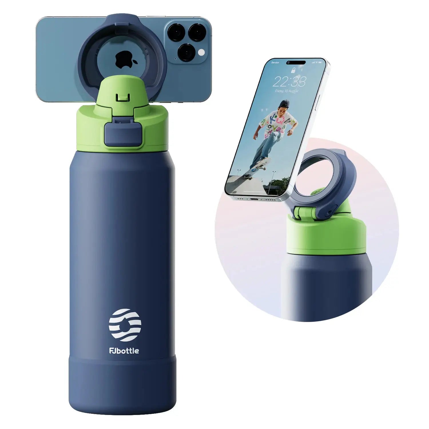 Fjbottle Magnetic Thermos Stainless Steel Bottle With Phone Holder