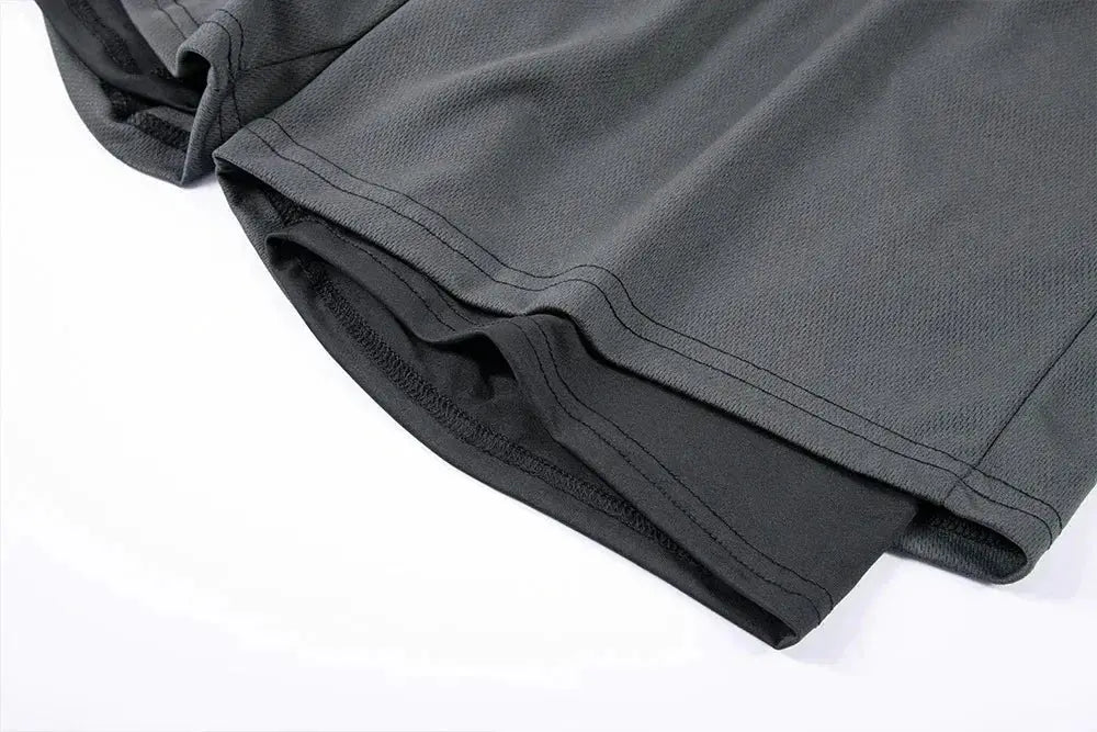 Men's double-layer 2-in-1 sports shorts, quick-dry breathable gray Simples Market