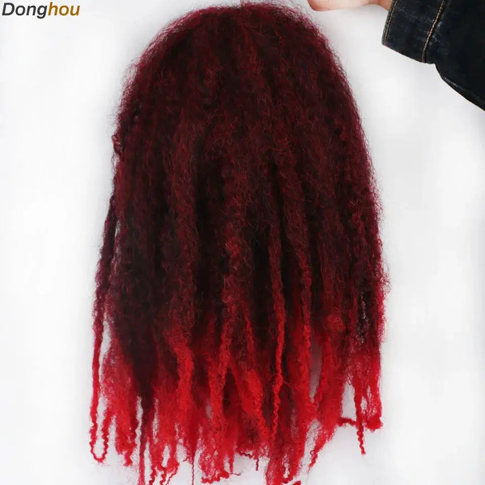 Marley hair bundle, 18-inch synthetic braiding hair with burgundy to red ombre ends, Simples Market