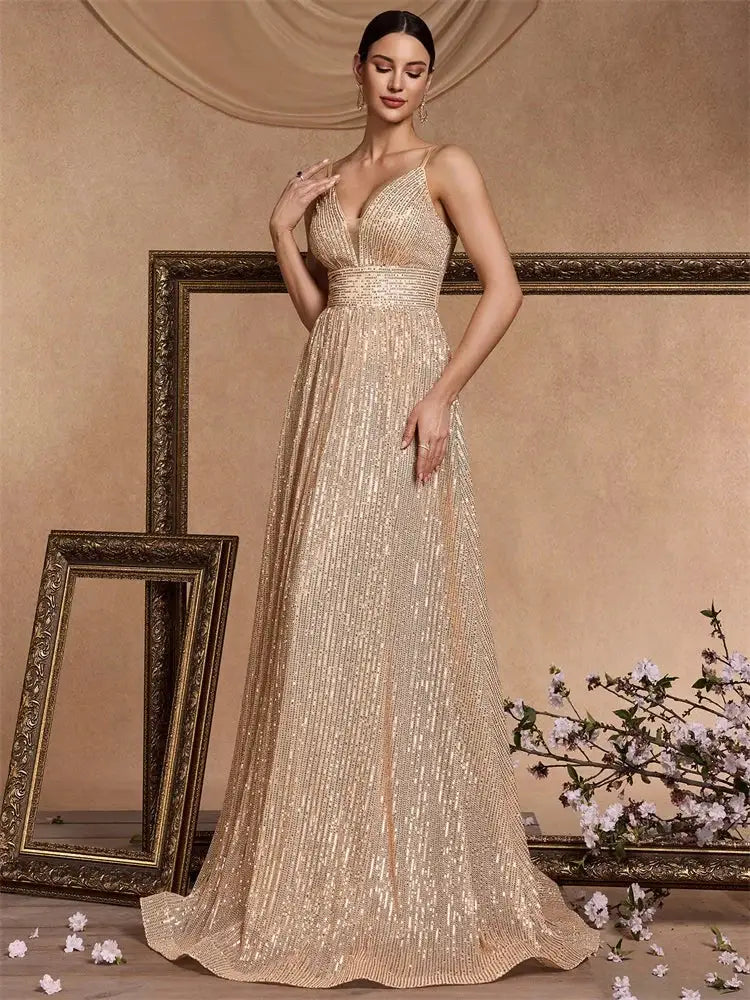 Elegant Backless Sequined Mermaid Evening Gown For Weddings And Proms