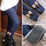 Girls Thick Warm Winter Spring Jeans Bow Bottom Leggings Trousers For Children Ages 7 To 13 Years ROYGCBP