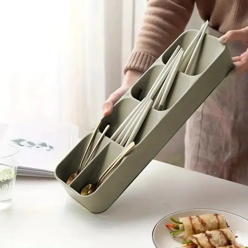 Multi Purpose Cutlery Storage Tray For Kitchen Drawer With Compartmentalized Organizer For Forks Spoons And Utensils