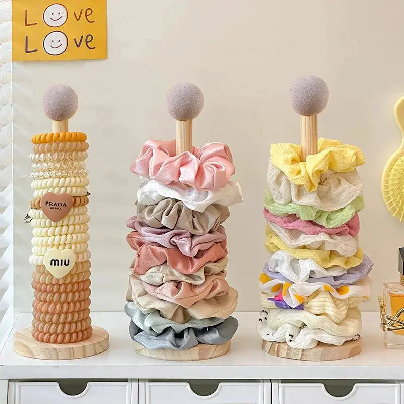 TimberNest Wooden Hair Band Holder Space Saving Vertical Storage Rack For Kids Accessories Organizer