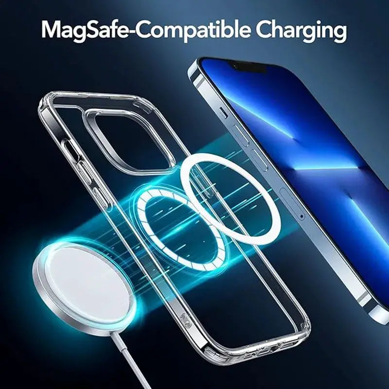 Original Magnetic Transparent MagSafe phone case for iPhone with wireless charging compatibility