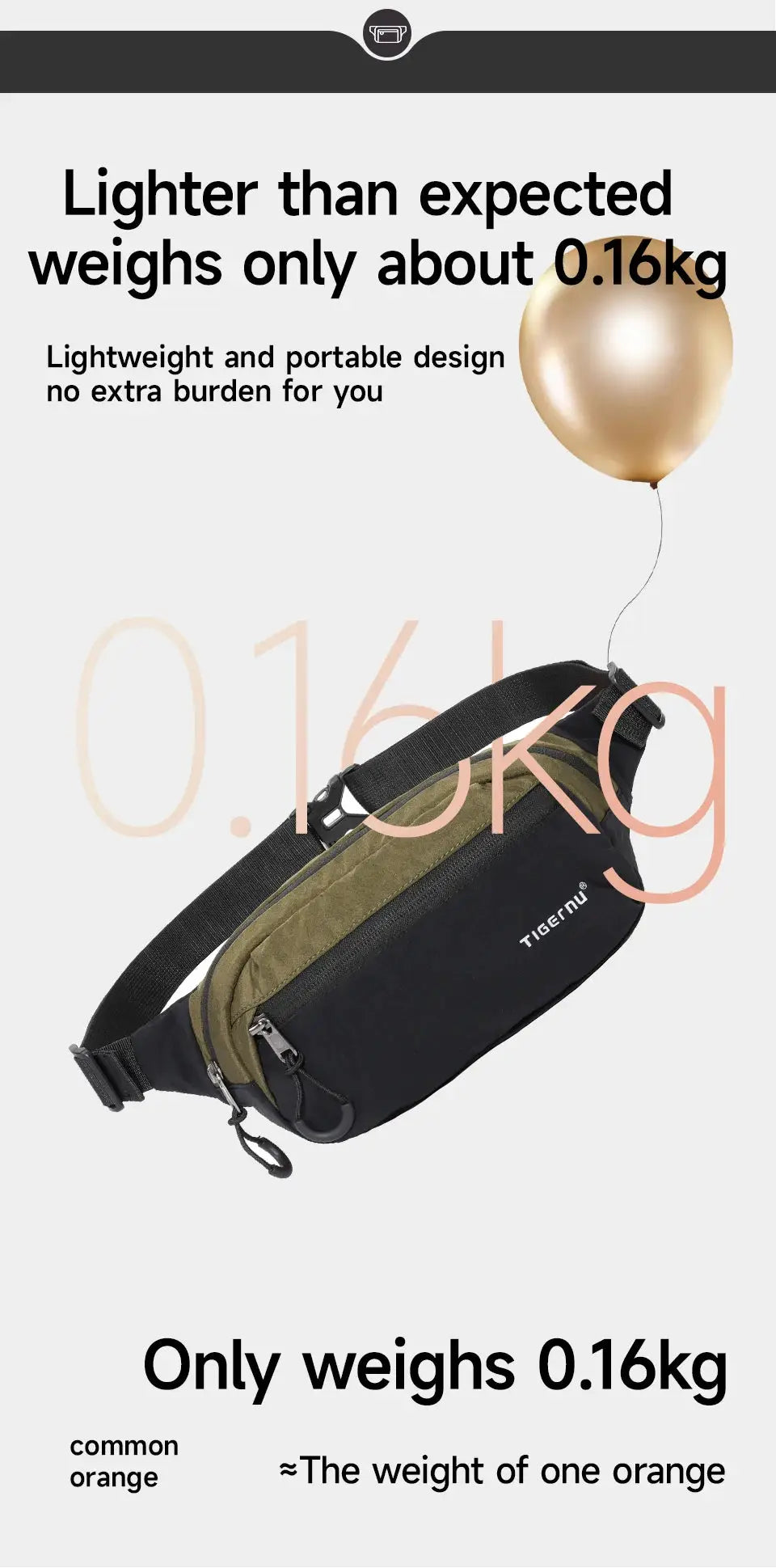 Tigernu waist pack fanny bag in black and olive with adjustable strap