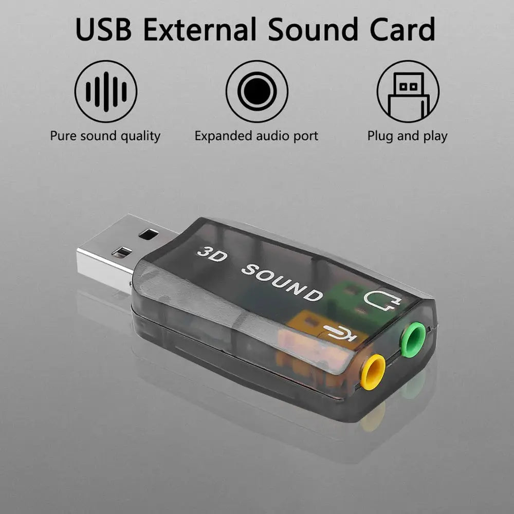 5.1 Channel USB External Sound Card Plug And Play USB Audio Interface For PC And Laptop