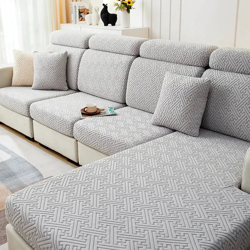 Simples Market grey jacquard geometric sofa cushion covers set for sectional sofa