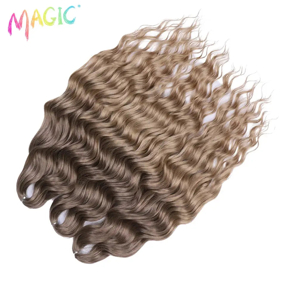 Anna synthetic hair extensions, 24-inch water-wave braiding hair in ombre blonde by Simples Market