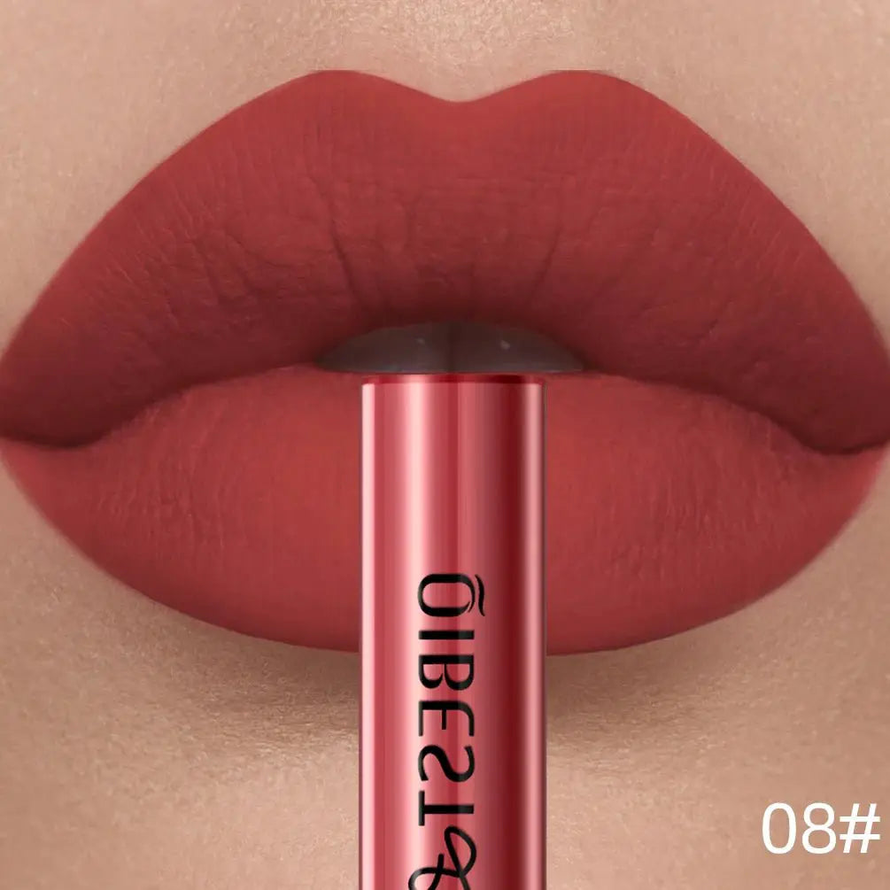 QIBEST Matte Liquid Lipstick Waterproof Long Lasting Velvet Lip Gloss Tint Tube Matte Nude Pigment Red Lipgloss Lips Makeup - Simples Market