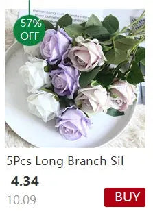 Simples Market artificial rose bouquet with purple, pink, and white silk roses on white plate
